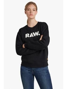 NWT G-Star RAW Women's Premium Core Crewneck Sweatshirt Black Small $110 MSRP
